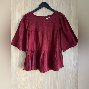 Velvet Graham & Spencer | Women’s SZ M | Cranberry Bead Blouse Bohemian